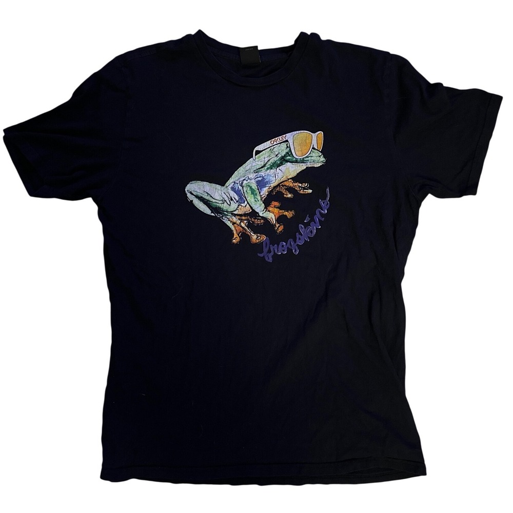 Oakley Frogskins Graphic T-Shirt Mens Large Black Short Sleeve Crewneck Regular